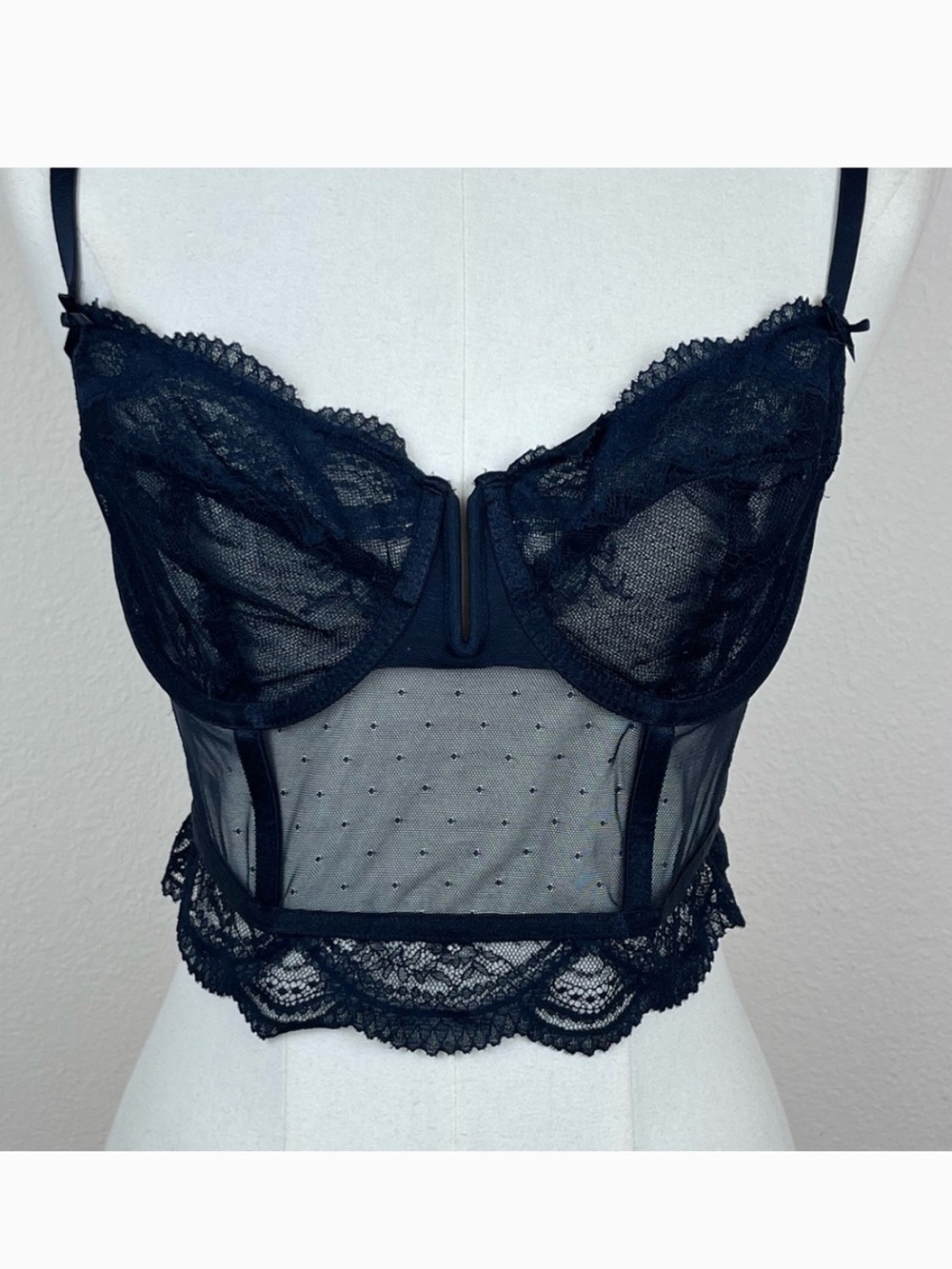 Auden Black Lace Longline Underwire Bralette